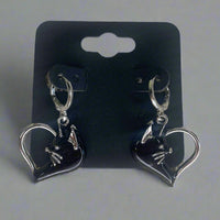 Black Cat Heart Earrings