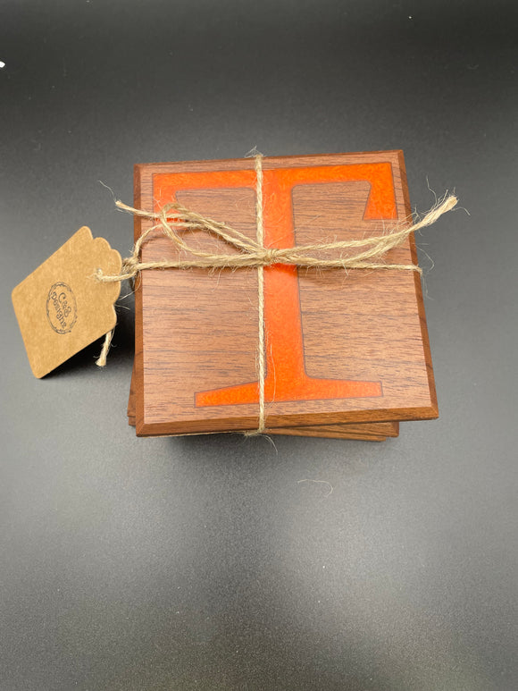 Tennessee Block T Wooden Coaster pack