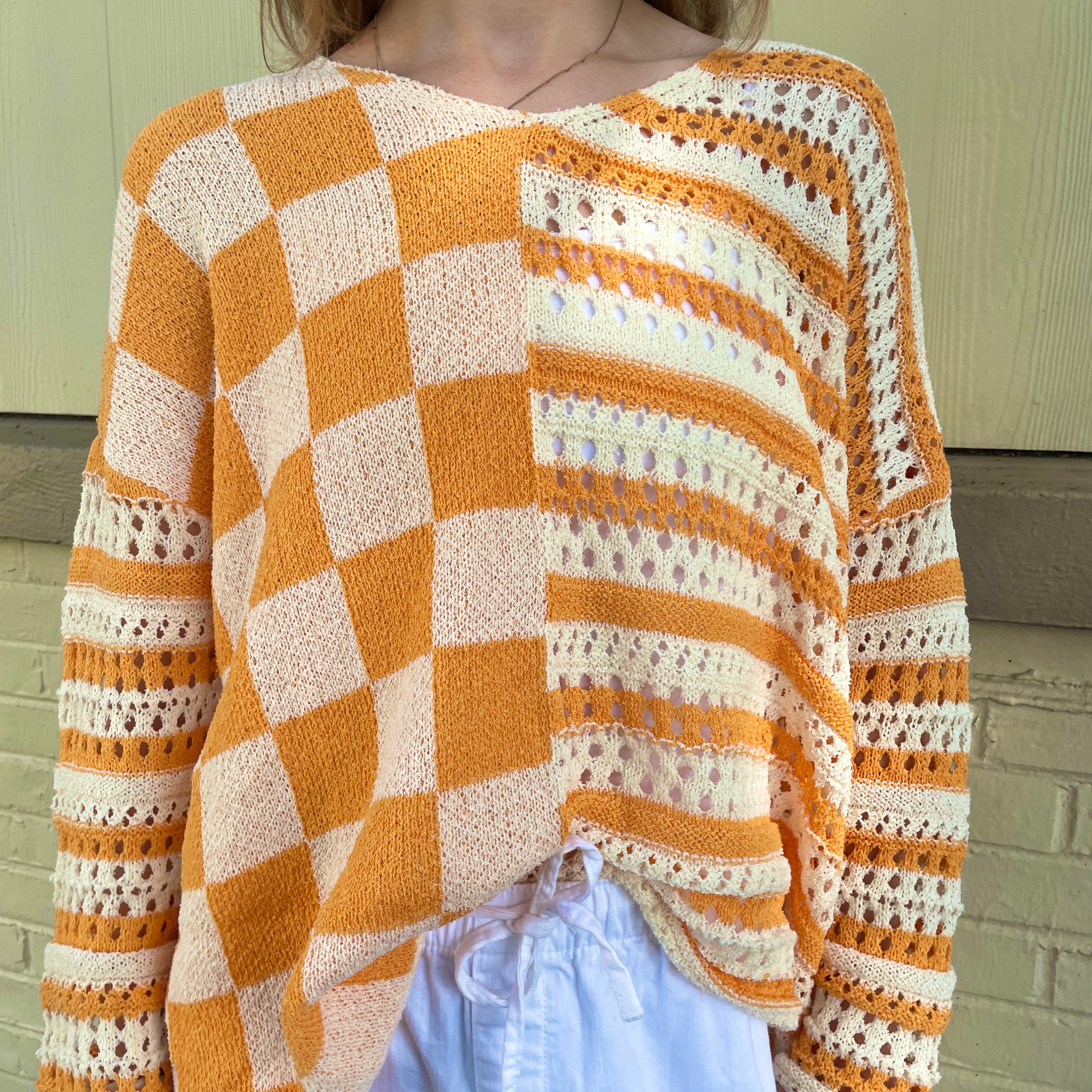 Orange & White Lightweight Sweater
