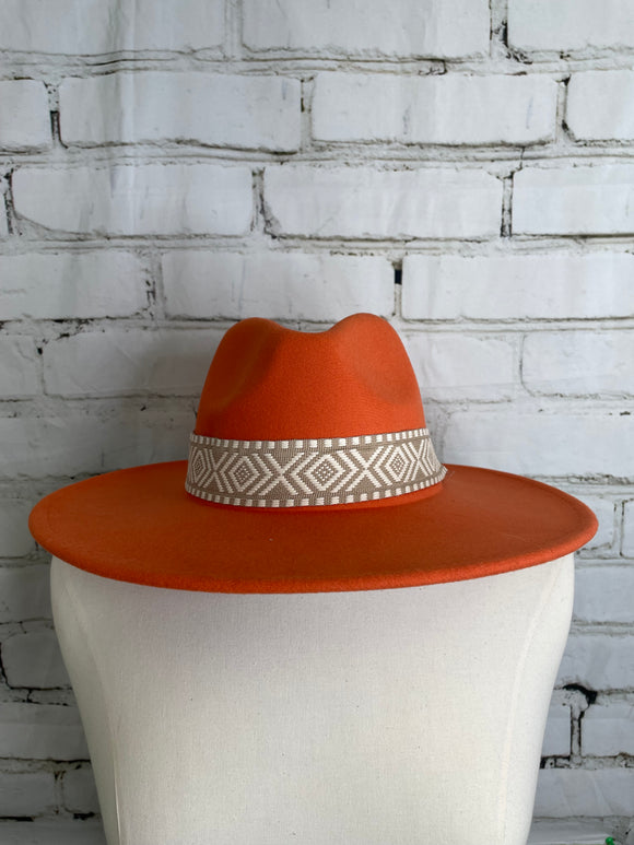 Orange Wide-Brimmed Hat