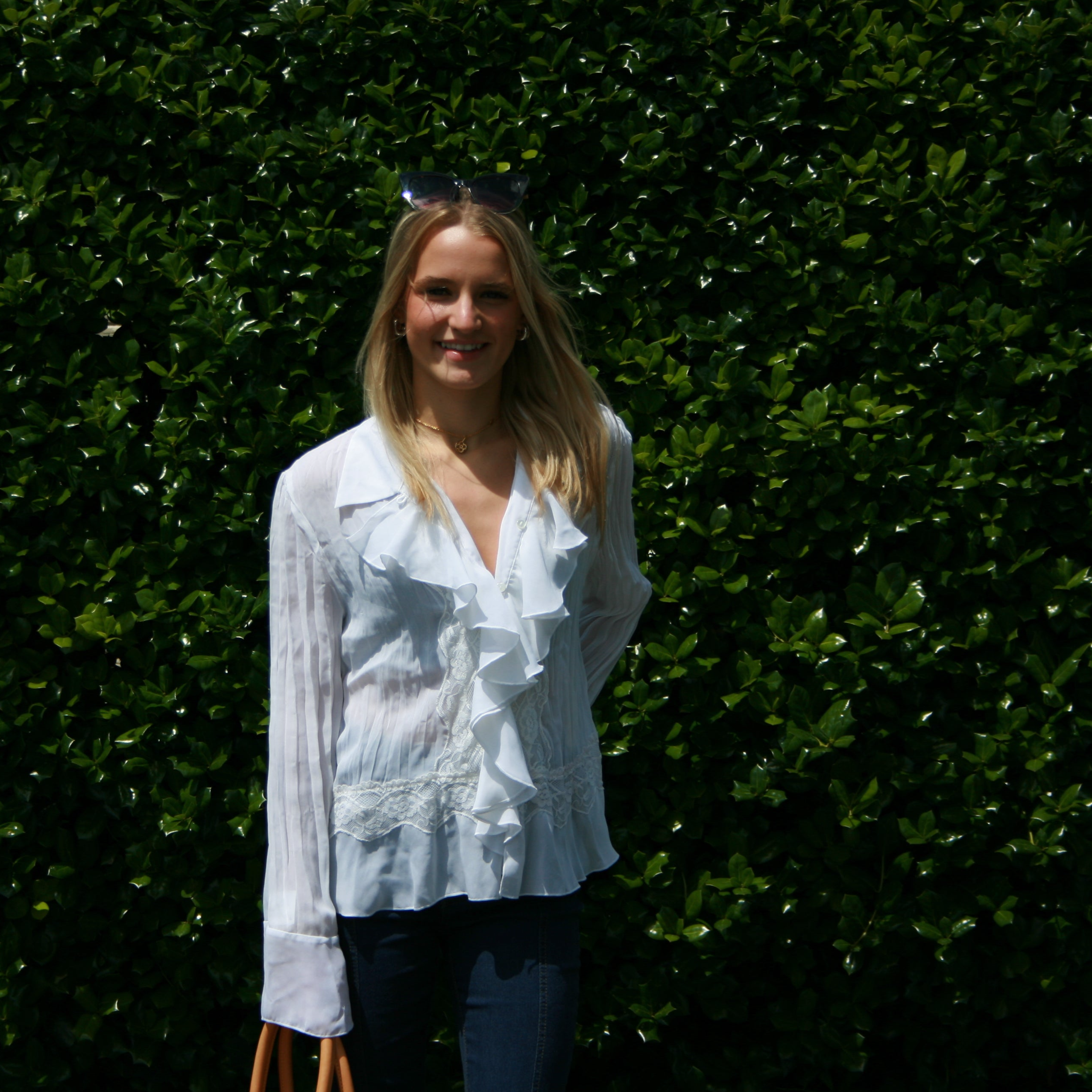 Vintage White Ruffle Blouse