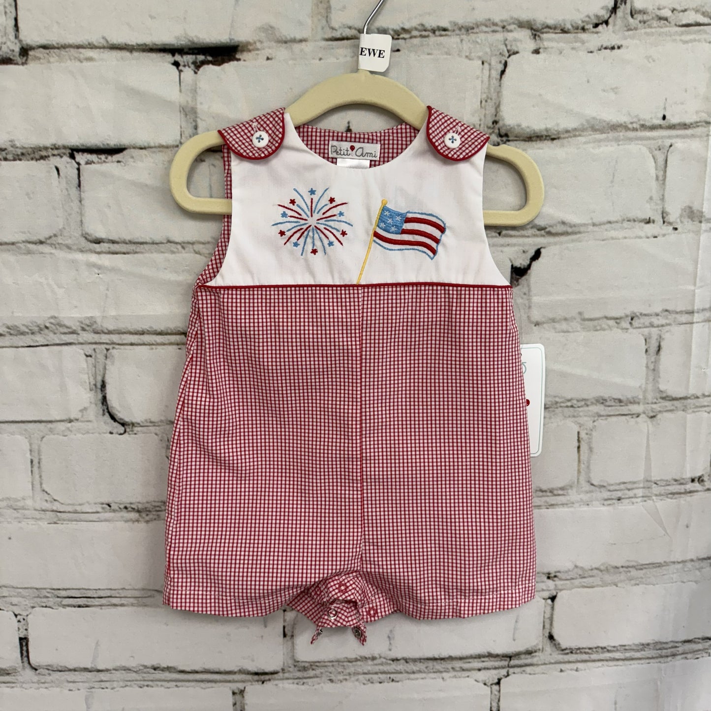 Petit Ami Embroidered Fourth of July Children's Sunsuit