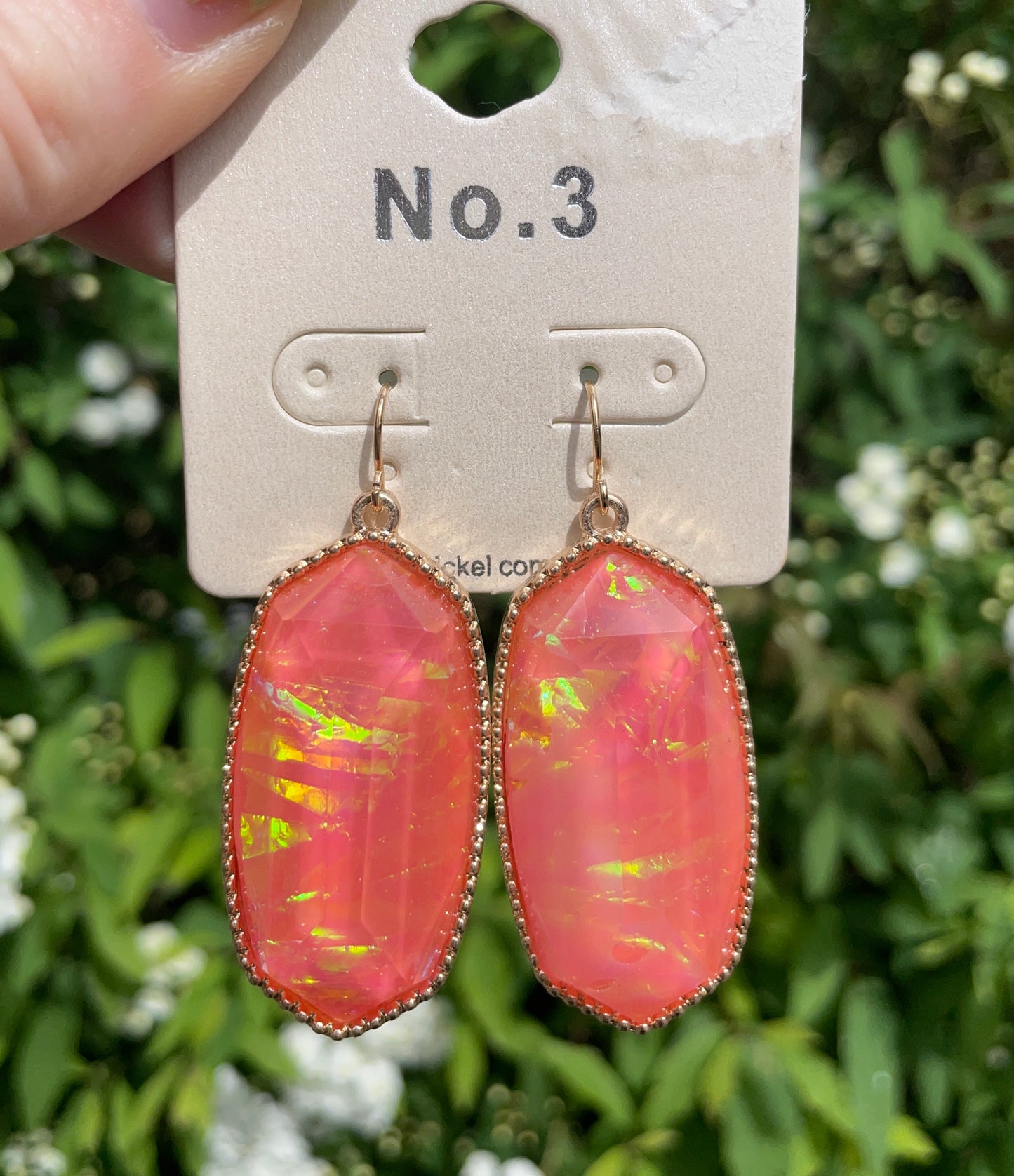 Opal Pink Stone Earrings