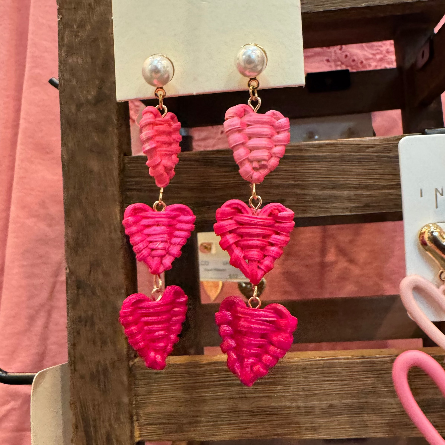 Rattan Heart Drop Earrings