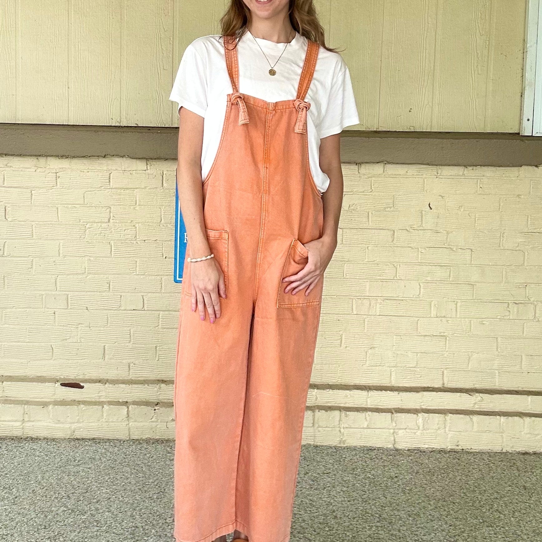 Orange Denim Overalls