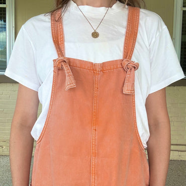 Orange Denim Overalls