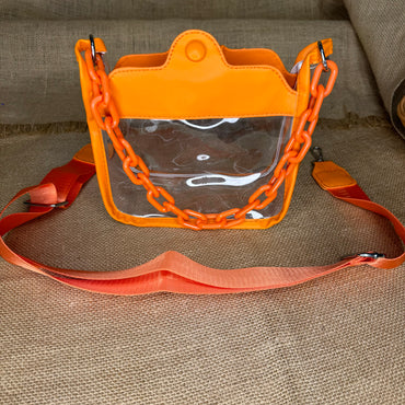 Orange and White Clear Stadium Purses