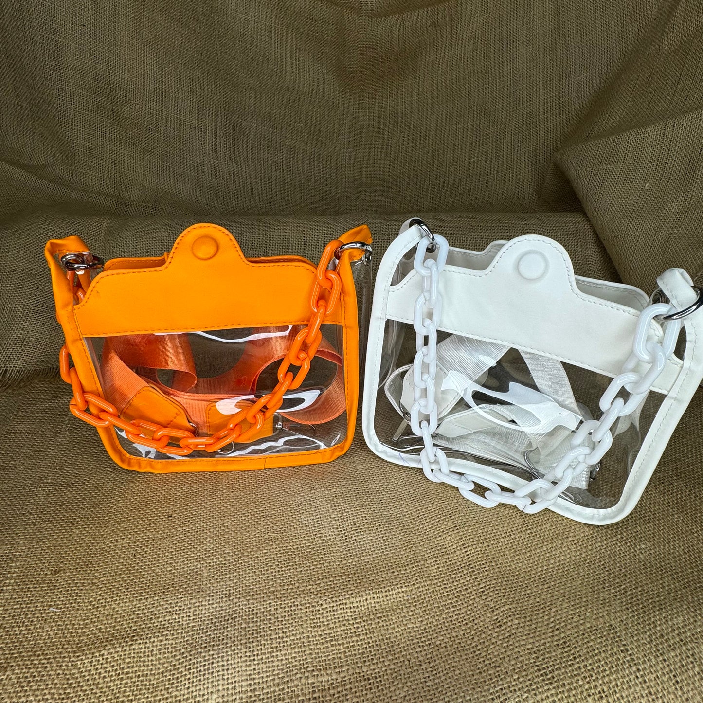 Orange and White Clear Stadium Purses