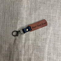 Hand Made Engraved Leather Dad Keychain