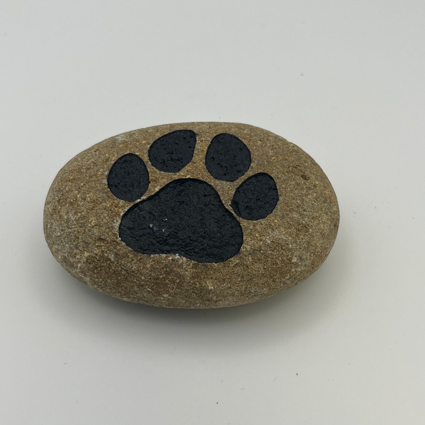 Carved & Painted Paw Print Rock