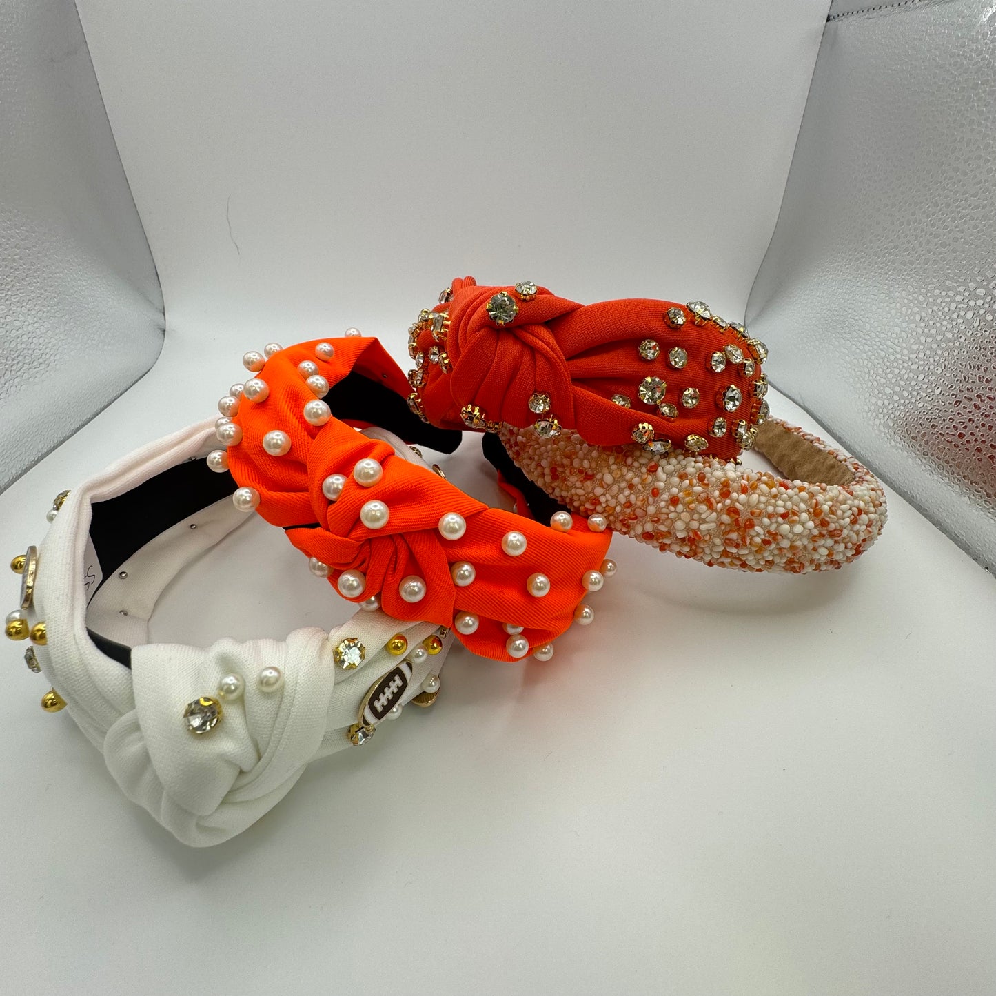 Orange and White Football Headbands