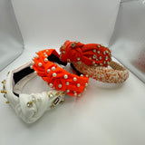 Orange and White Football Headbands