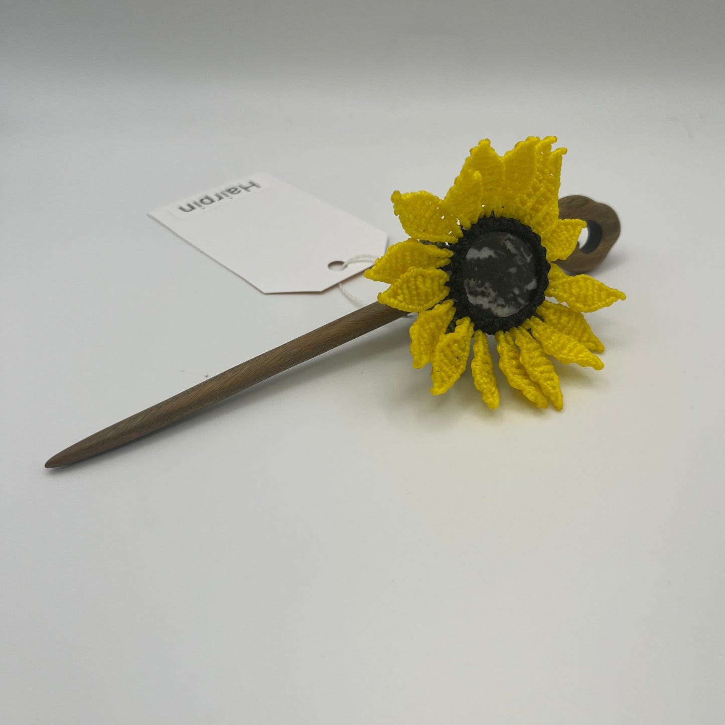 Handmade Sunflower Macrame Hair Pin