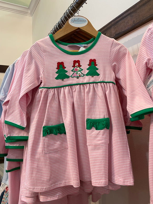 Striped Christmas Tree Childrens Dress