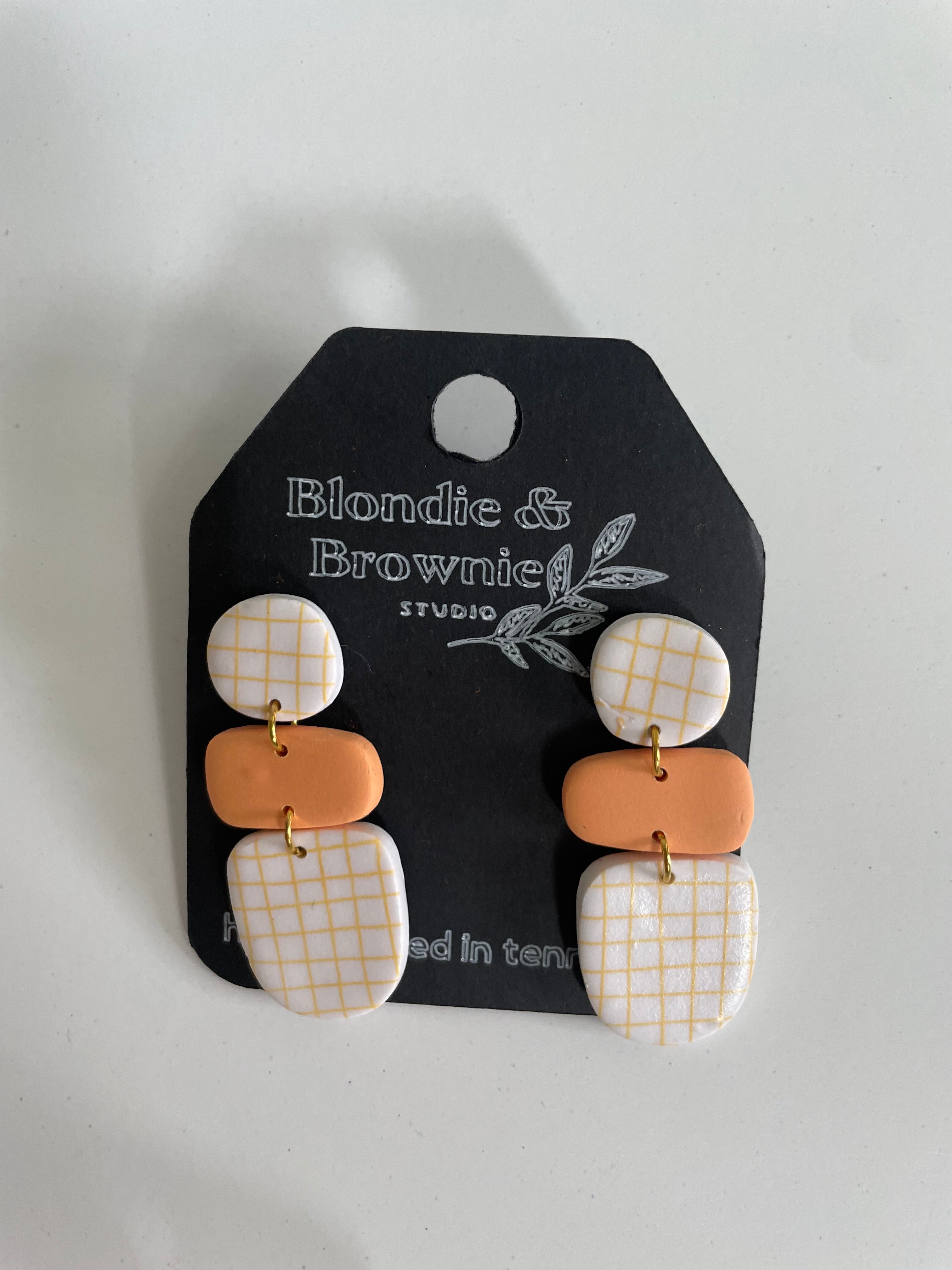 Orange and White Clay Earrings