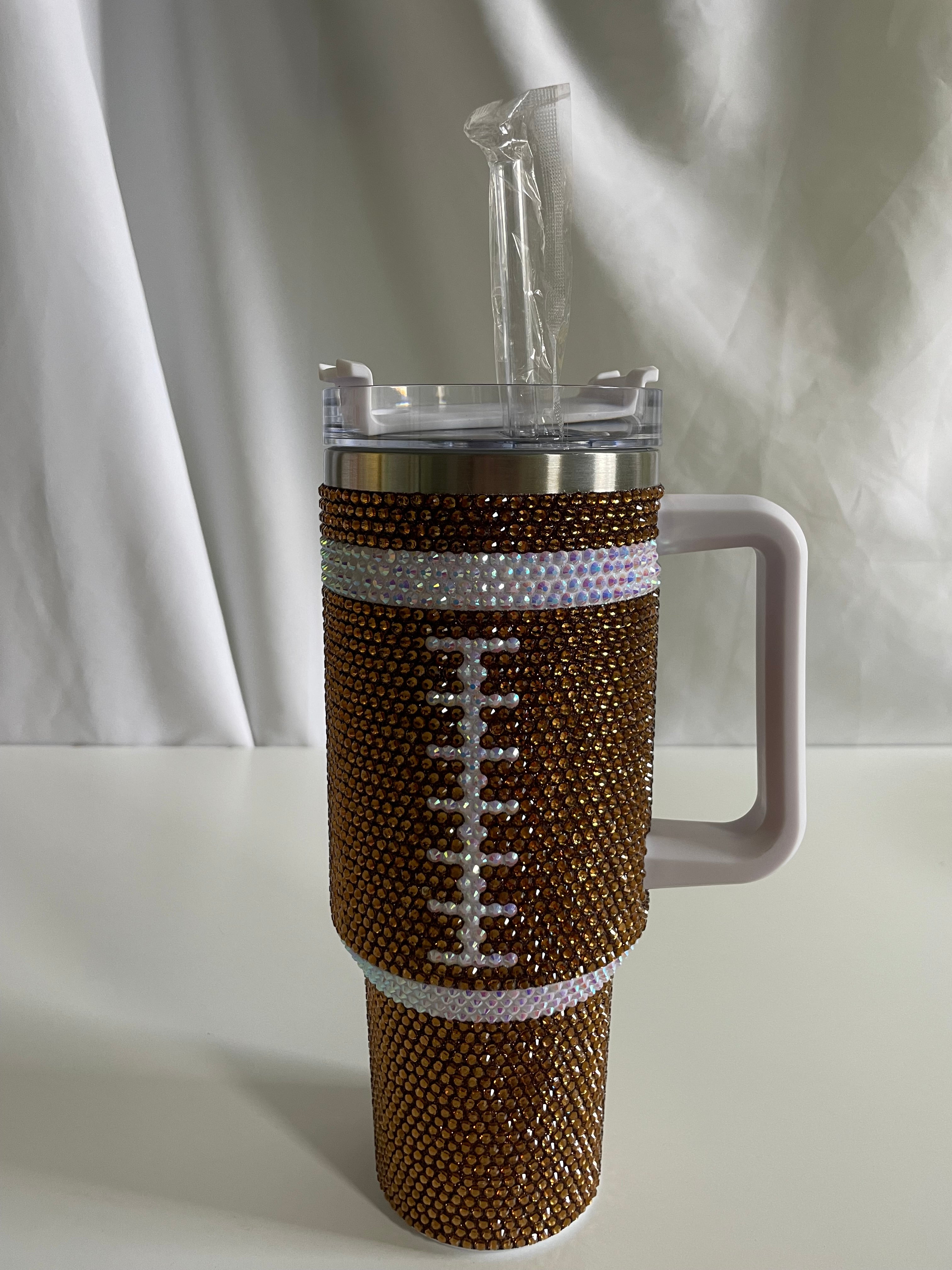 Rhinestone Football Tumbler