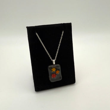 Fall Leaves Glass Necklace and Earring Set