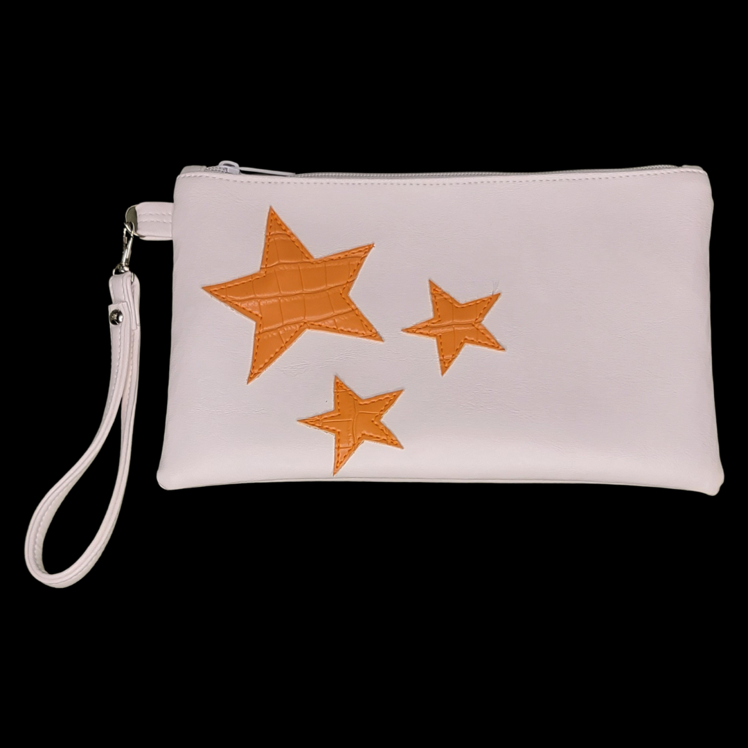 White & Orange Tristar Wristlet