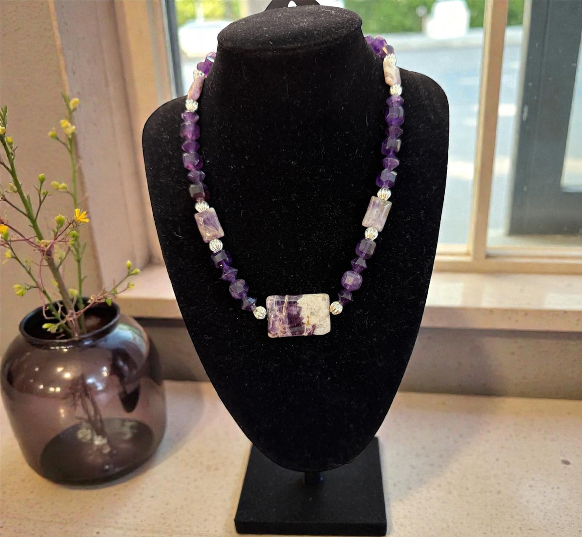 Amethyst and Chevron Amethyst Necklace