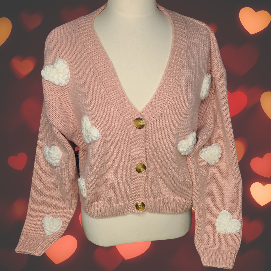 Pink, White Hearts Sweater