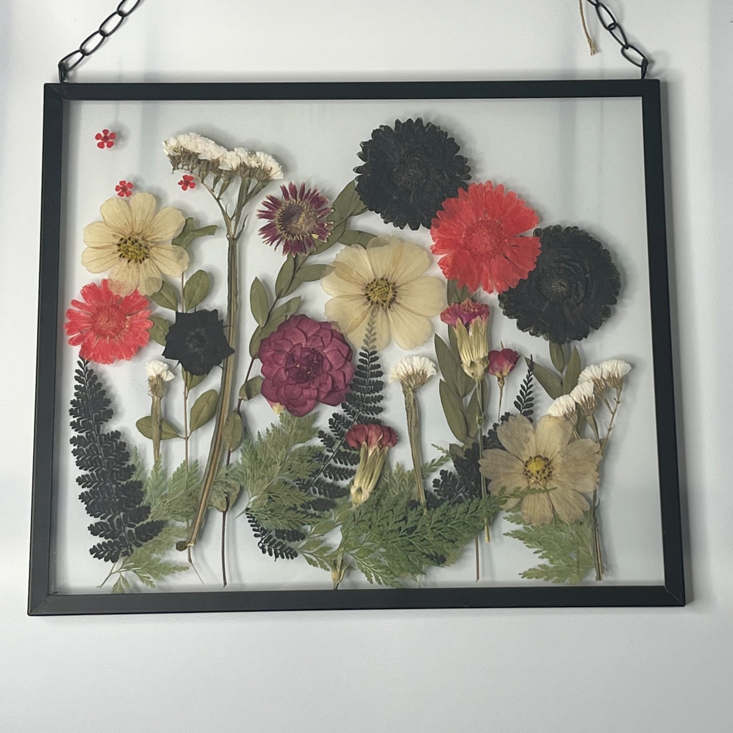 Pressed Flowers In Rectangle Glass Frame