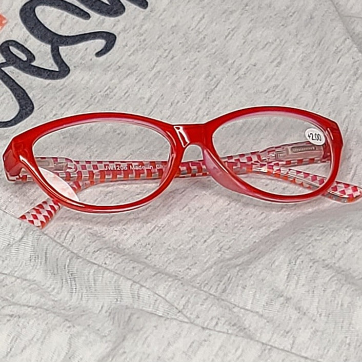 Red reading glasses