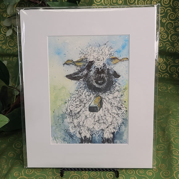 Watercolor Art Giclee Print - Sheep With a Bell