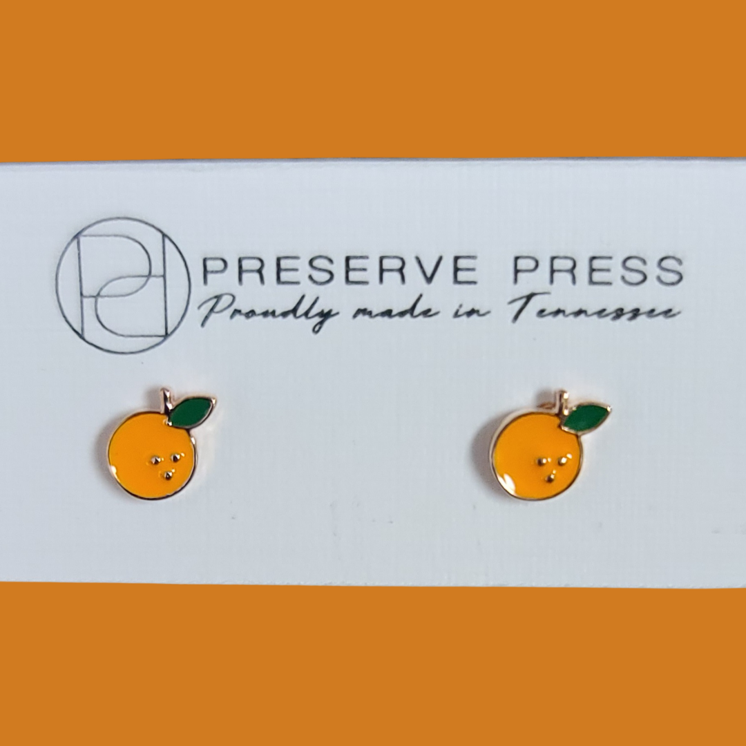 Small Orange Stud Earrings