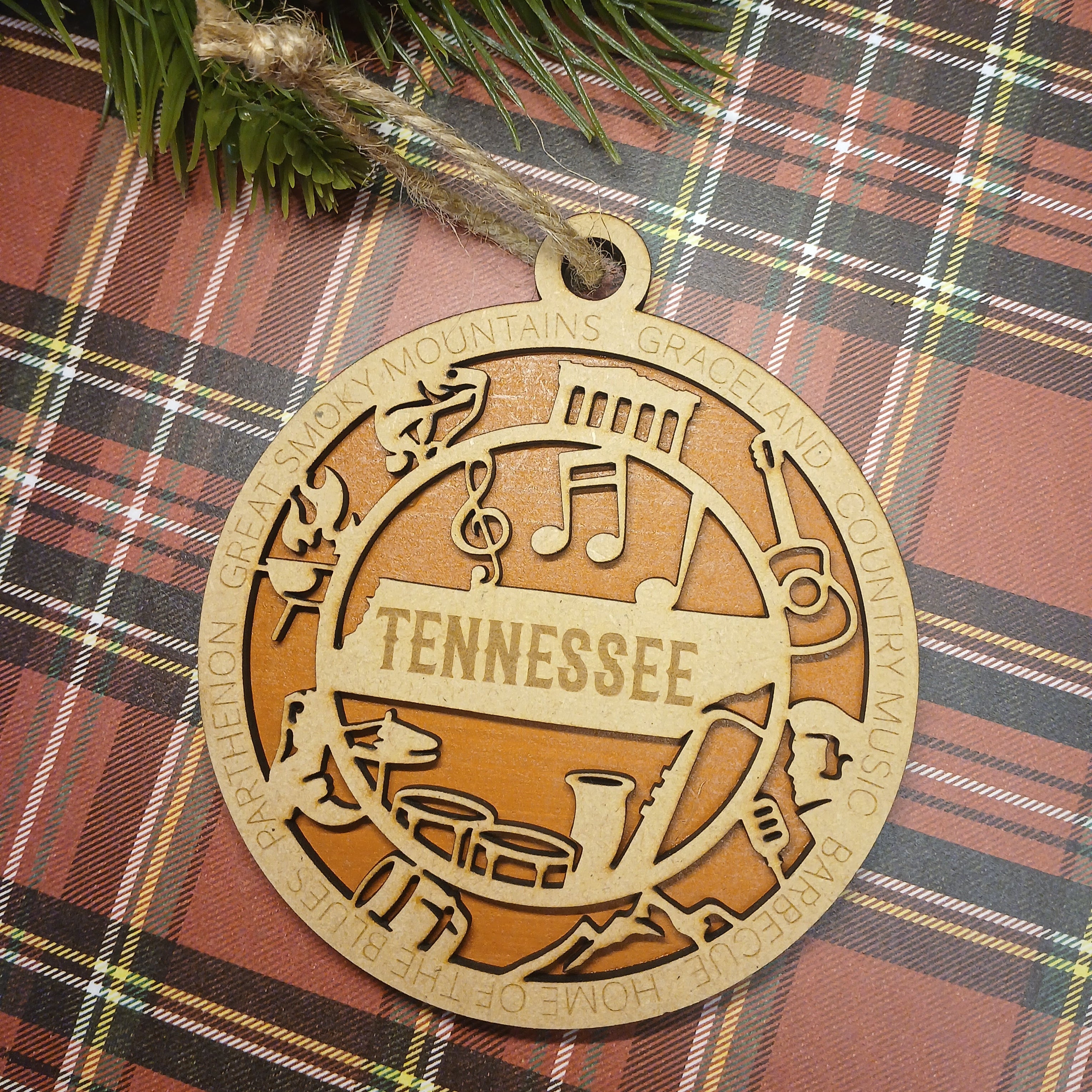 Tennessee-Themed Wooden Ornament