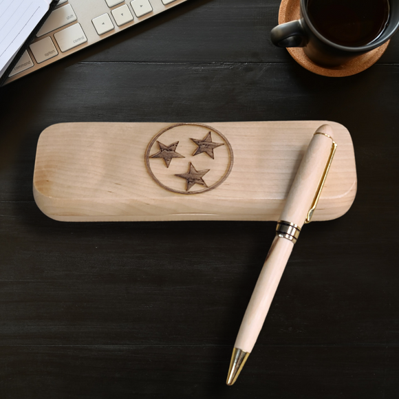 TN Tri-star Wood Engraved Case/Pen