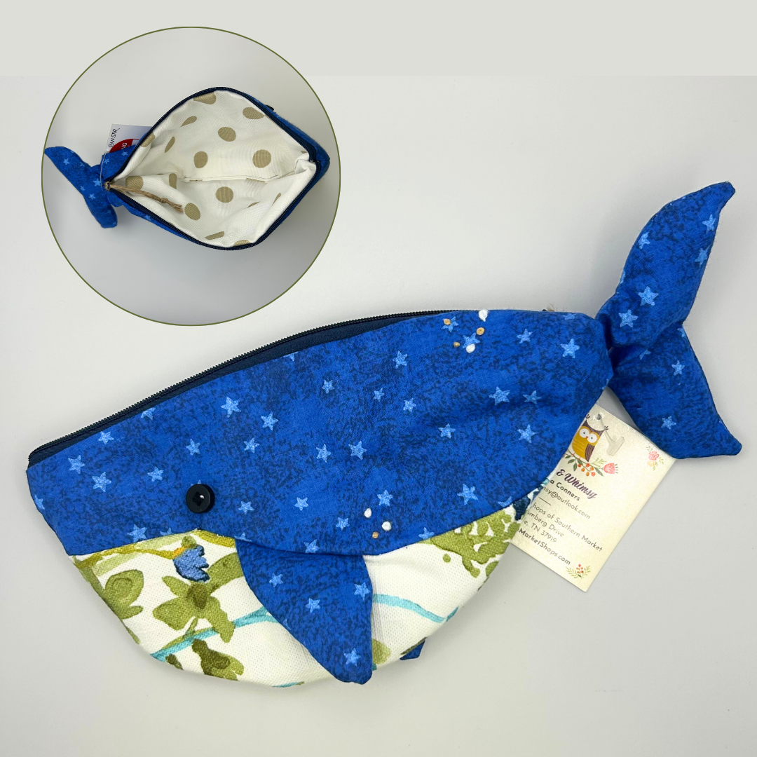 Small Whale Shaped Pencil & Art Bag