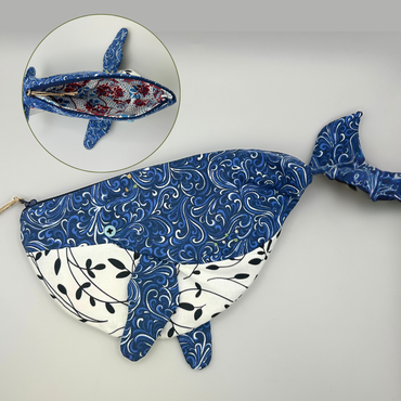 Small Whale Shaped Pencil & Art Bag