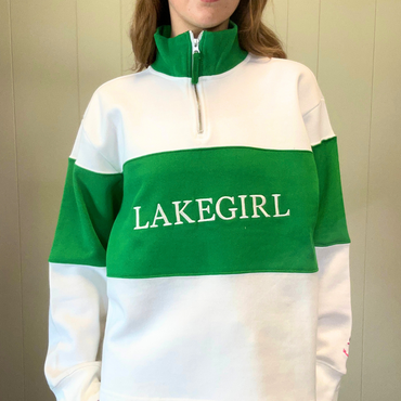 Lakegirl White & Green Quarter Zip