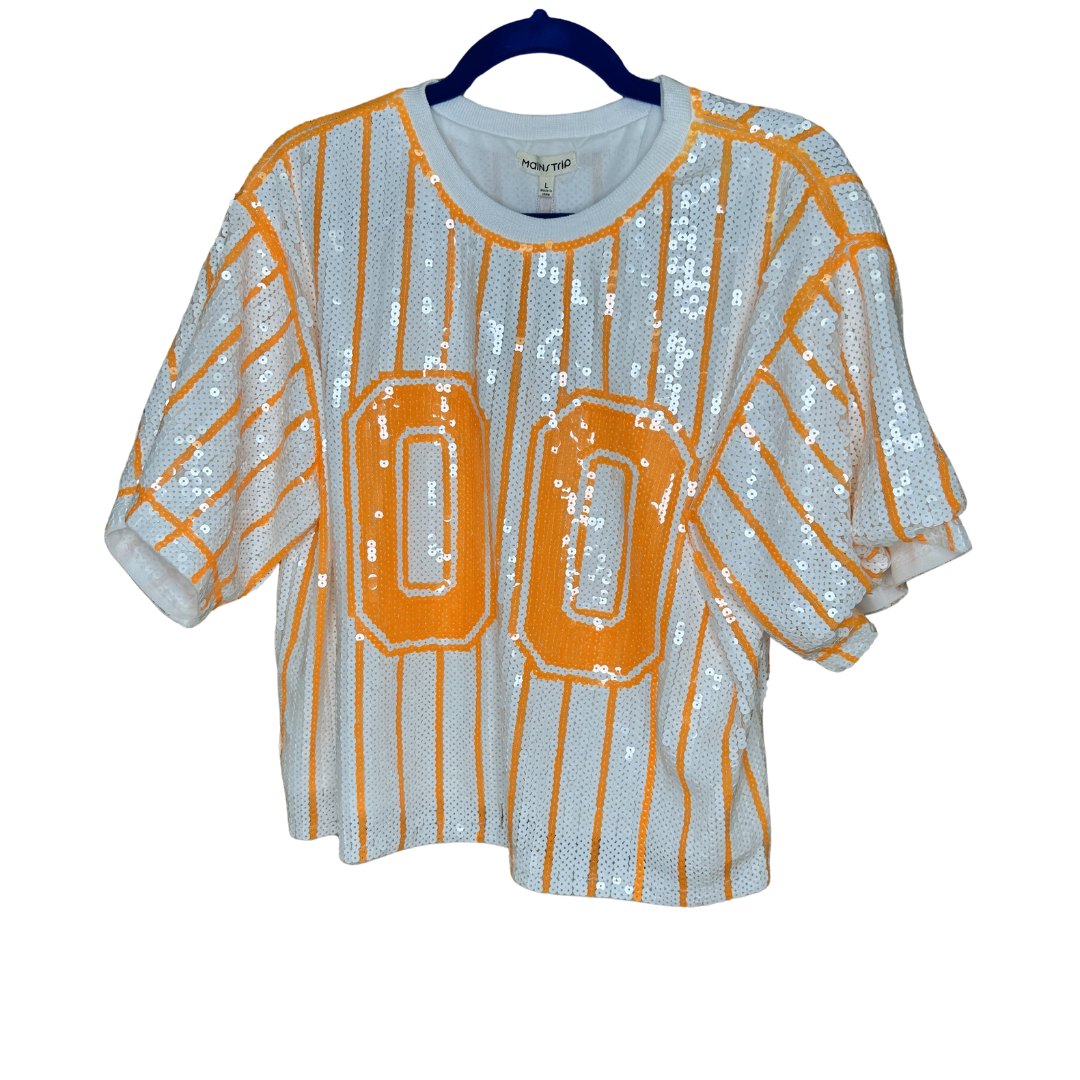 Sequin Orange and White Jersey