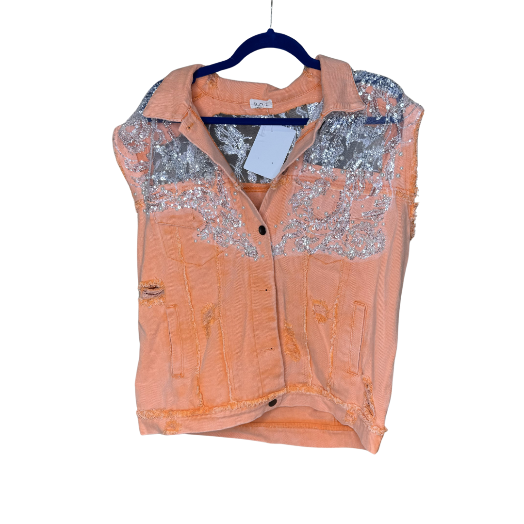 Orange Denim Vest