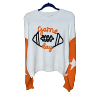 White and Orange Gameday Sweater