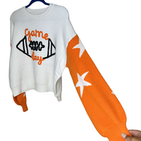 White and Orange Gameday Sweater