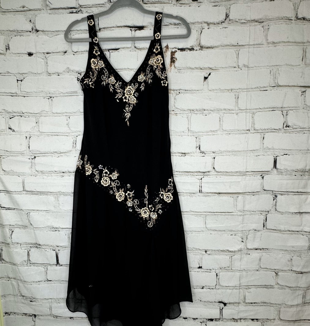 Black Flower Midi Dress