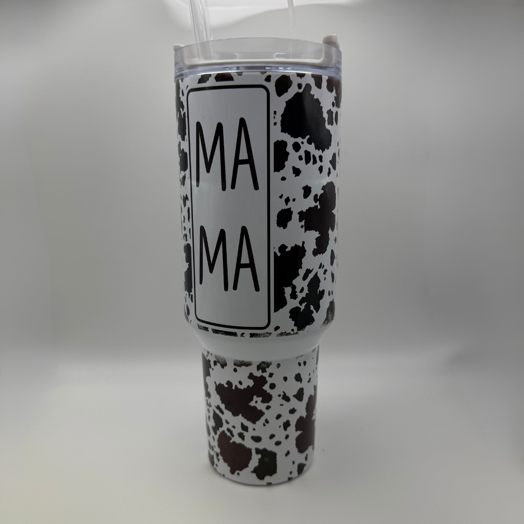 Mama Cow Print Tumbler