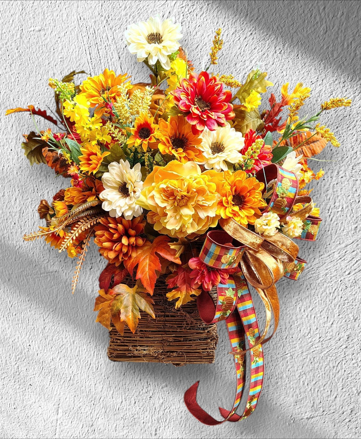 Transitional Sunflower Basket Wreath