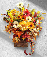 Transitional Sunflower Basket Wreath