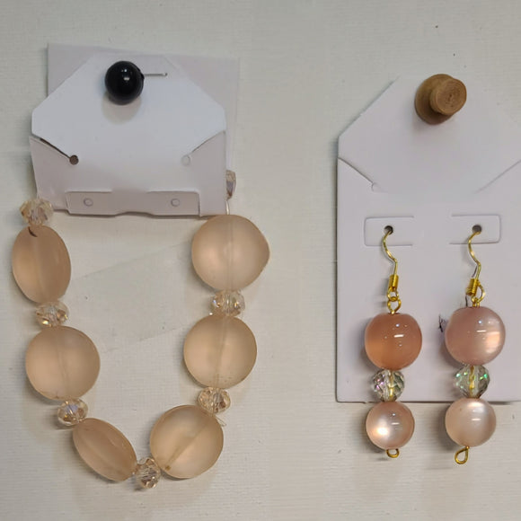 Blush Colored Bracelet and Earrings