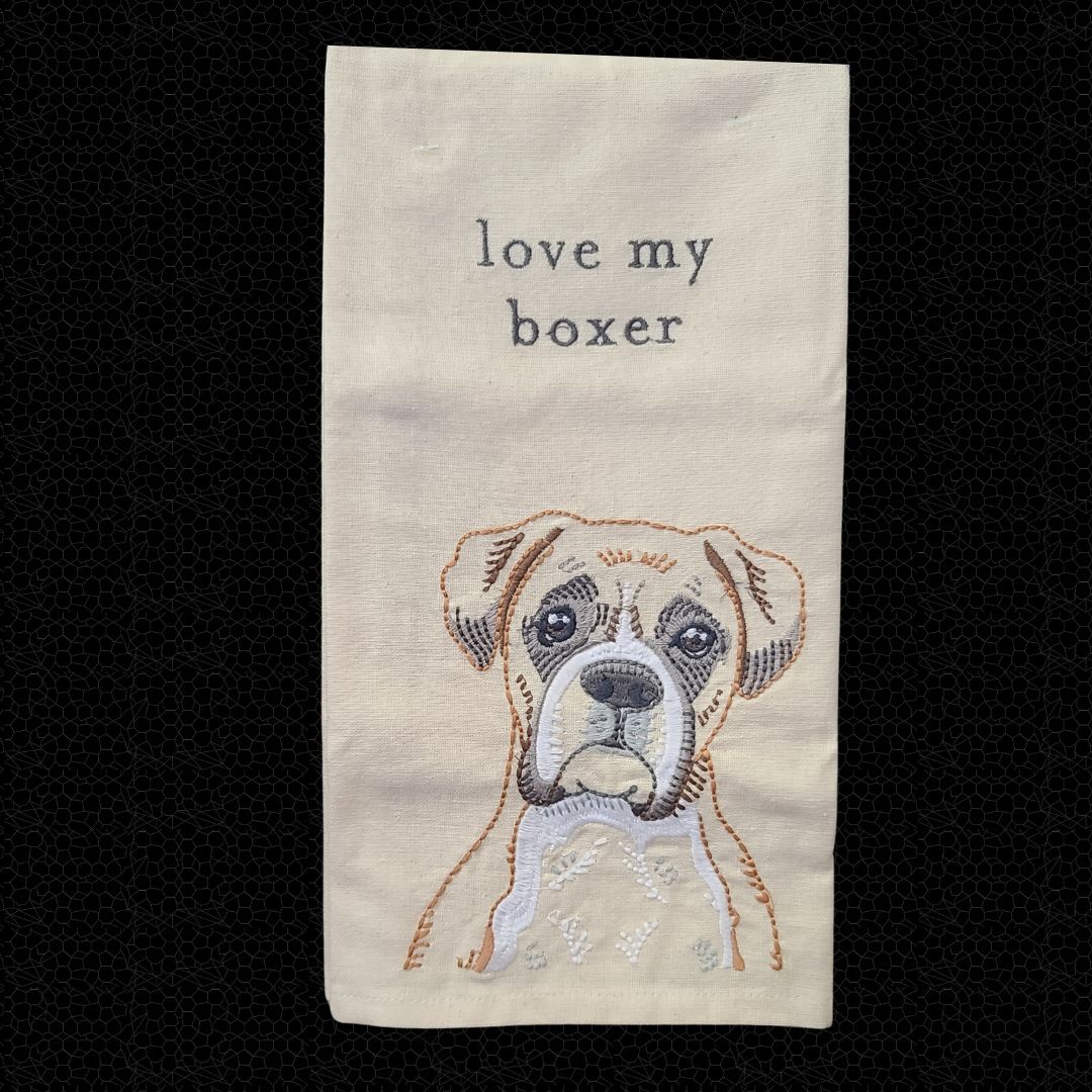 Embroidered Dog Hand Towel