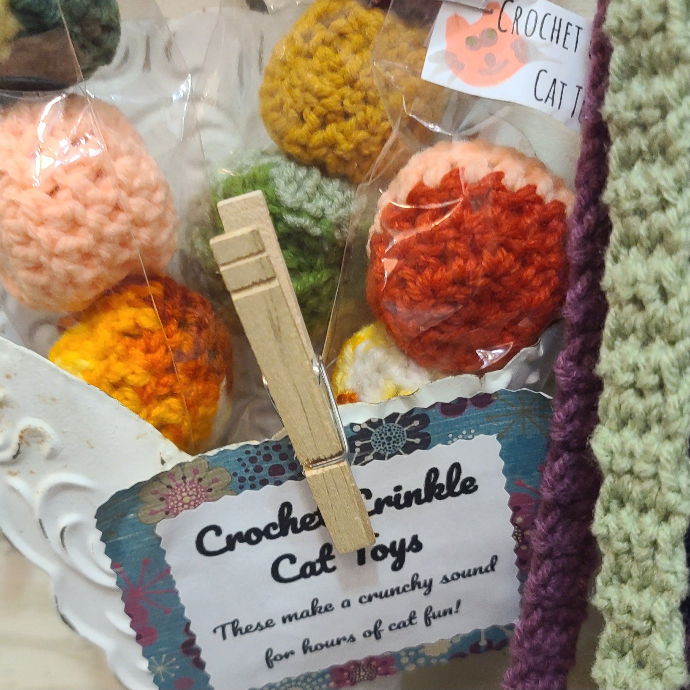 Crocheted Crinkle Cat Toys