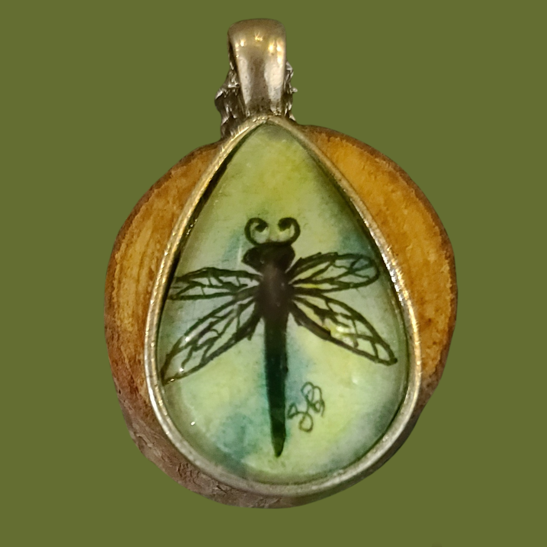 Hand Painted Dragonfly Necklace