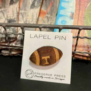 Football with Power T Lapel Pin