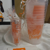 Go Big Orange Reusuable Cups and Shot Cups