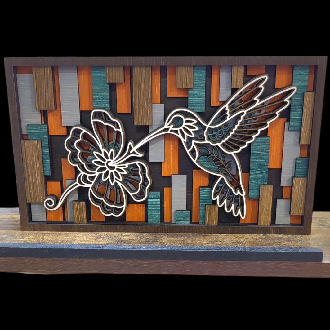Layered Wood Hummingbird Art