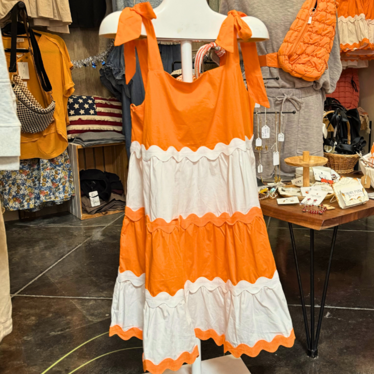 Orange and White Ric Rac Sundress