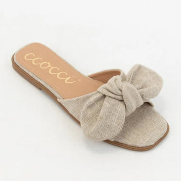 Knotted Bow Slip On Sandals